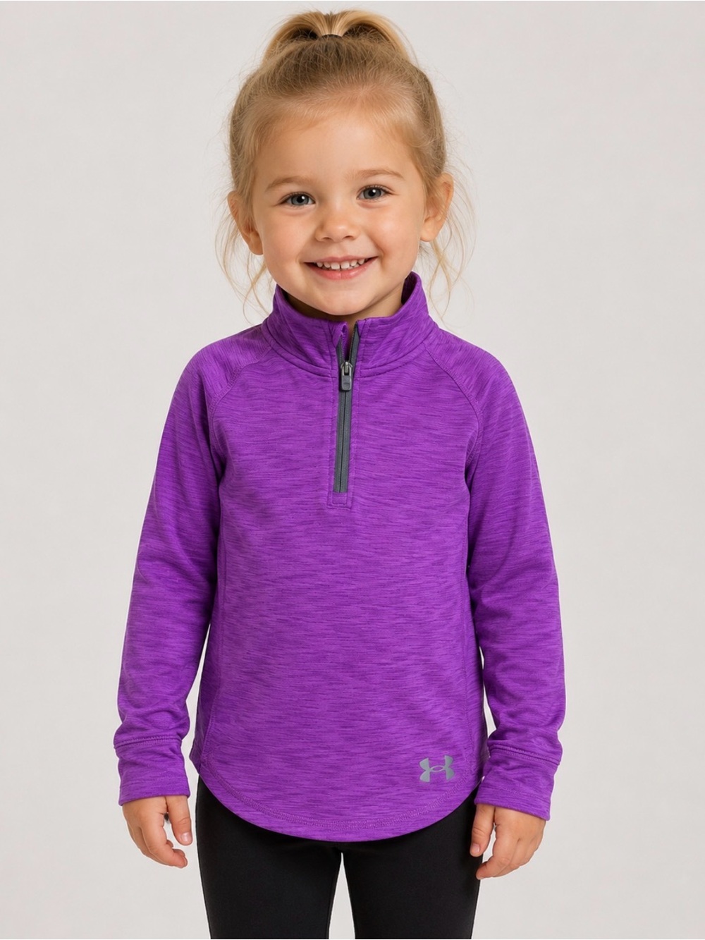 Under Armour Girls' Purple Half-Zip Performance Pullover (XS)